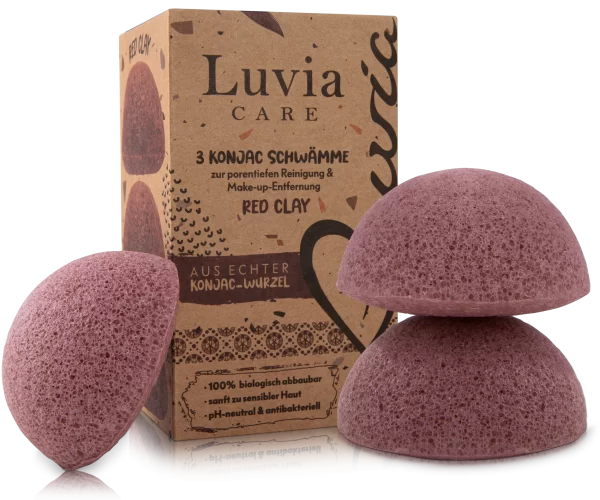 Luvia Cosmetics Konjac Schwamm – Set Red Clay 1